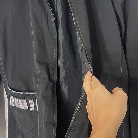 Conviction Black Grey Cotton Blend Lightweight Full Zip Up Casual Jacket Medium - Picture 12 of 16